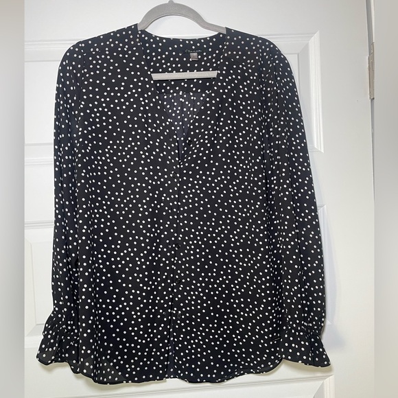 Business Casual Long Sleeve Polka Dot Blouse - Picture 1 of 2